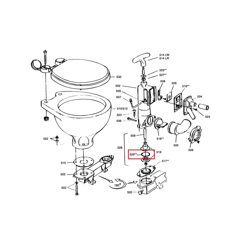 Joint torique de piston WC manuel et baïonnette - RM69