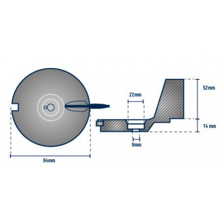 Anode queue de carpe 25CV MERCURY avant 90 - ORANGEMARINE