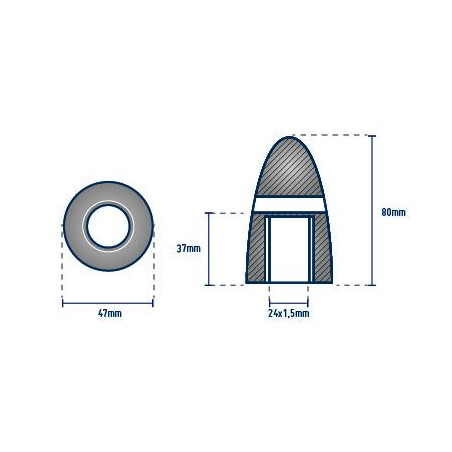 Anode ecrou embout d’arbre D40 VOLVO - ORANGEMARINE