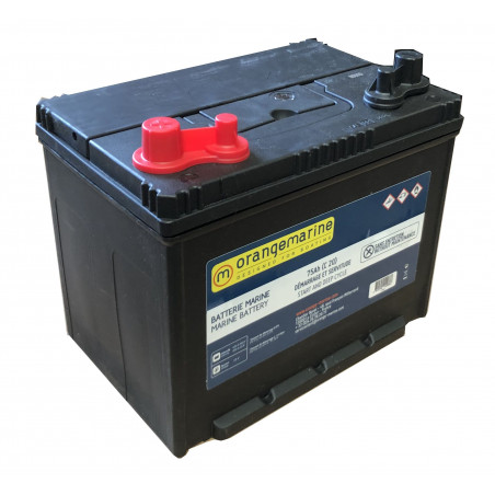 Batterie marine 12V à decharge lente DUAL 75Ah  - ORANGEMARINE
