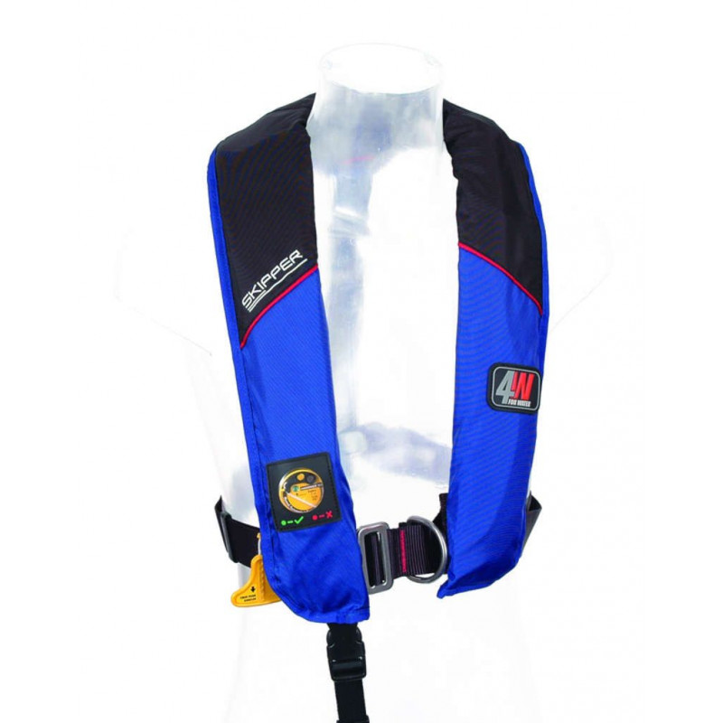 Gilet de sauvetage gonflable Hammar hydrostatique 150N avec harnais SKIPPER  Bleu - 4WATER