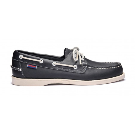 Chaussure bateau Homme DOCKSIDES Portland Cuir Bleu - Semelle Blanche - SEBAGO