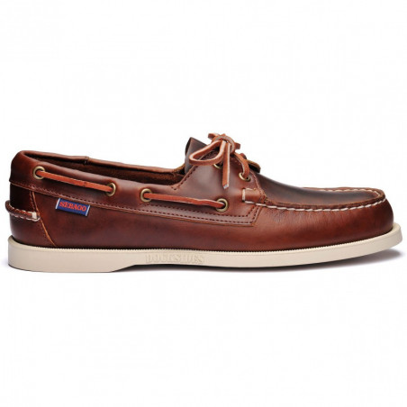 Chaussure bateau Homme DOCKSIDES Portland Waxed Marron - Semelle Blanche - SEBAGO