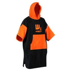 Poncho Howzit en coton finition velours - coloris noir/orange