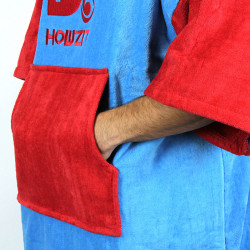 Poncho Howzit en coton finition velours - coloris bleu/rouge
