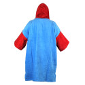 Poncho Howzit en coton finition velours - coloris bleu/rouge