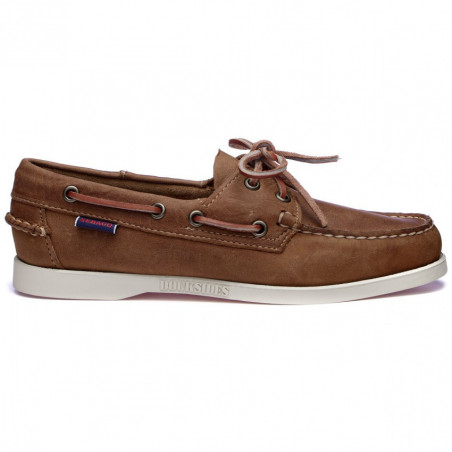 Chaussure bateau Homme DOCKSIDES Portland Crazy Marron - Semelle Blanche - SEBAGO