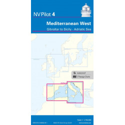 Carte NV CHARTS Pilot 4 - Mediterranee Ouest - Gibraltar aux Sicily - Mer Adriatique