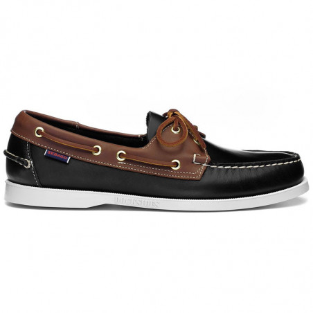 Chaussure bateau docksides portland lea waxy marron/noir - sebago