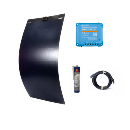 KIT SOLAIRE SOUPLE BATEAU ET CAMPING CAR 110W HPFLEX TEDLAR NOIR 12V - ENERGIE MOBILE