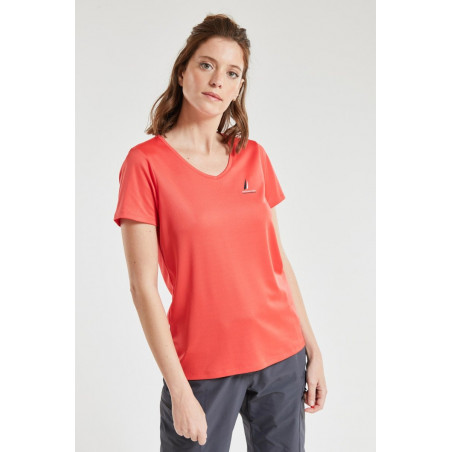 T-shirt Protection anti-UV manches courtes polyester clervy corail - BERMUDES