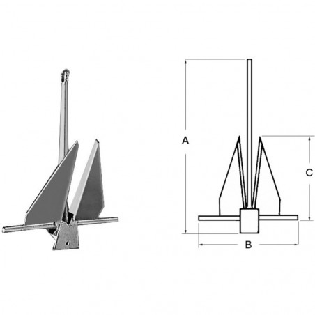 Ancre type danforth acier galvanise 10-15 - osculati