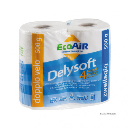 Papier-toilette hydrosoluble delysoft 4 pieces - Osculati