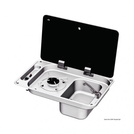 Plan de cuisson droit 1 feu couvercle vitre fume - Osculati