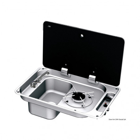 Plan de cuisson gauche 1 feu couvercle vitre fume - Osculati