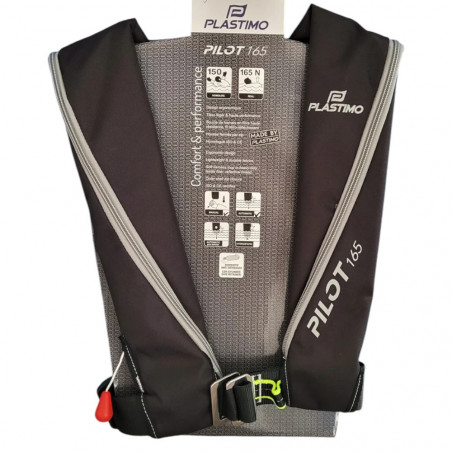 Gilet de sauvetage gonflable automatique avec harnais PILOT 165N  noir - PLASTIMO