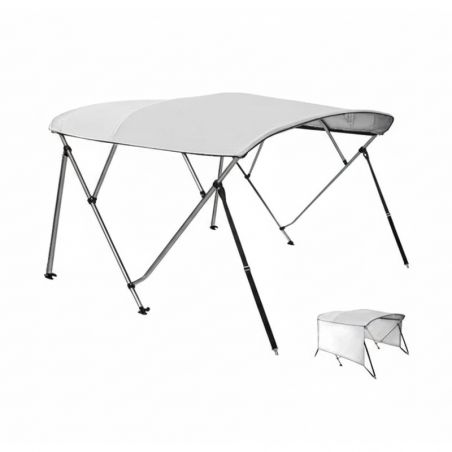Bimini aluminium 4 arceaux avec taud de soleil lateral blanc - hauteur 137 cm - coversy