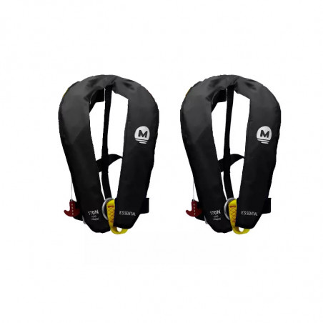 Pack 2 gilets de sauvetage automatiques 170N avec harnais ESSENTIAL Noir - ORANGEMARINE