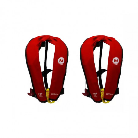 Pack 2 gilets de sauvetage automatiques 170N  ESSENTIAL Rouges - ORANGEMARINE