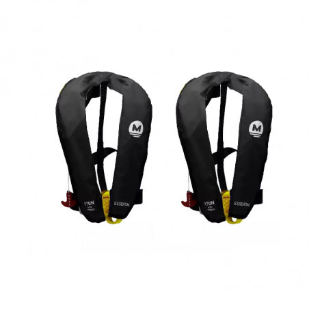 Pack 2 gilets de sauvetage automatiques 170N  ESSENTIAL Noir - ORANGEMARINE