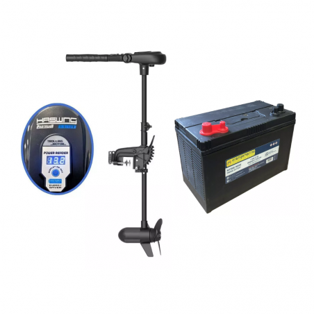 Pack moteur électrique hors-bord PROTRUAR 1.0 65 LBS HASWING + Batterie décharge lent DUAL 110 Ah