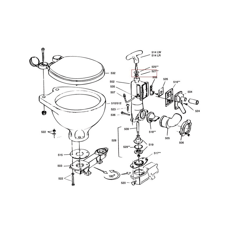 Joint axe de piston pour WC manuel et baïonnette - RM69