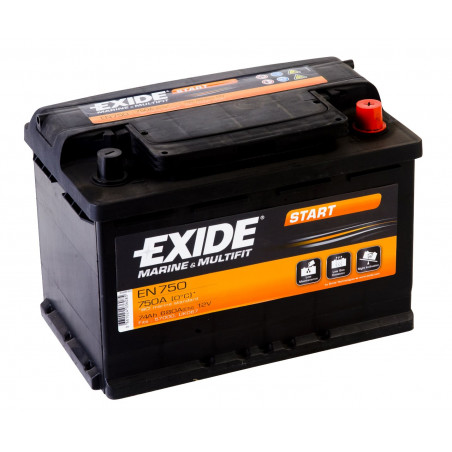 Batterie marine 12V de démarrage START - EXIDE 62 Ah