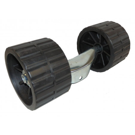 Roue latérale fixe noir avec étrier 120x75 mm