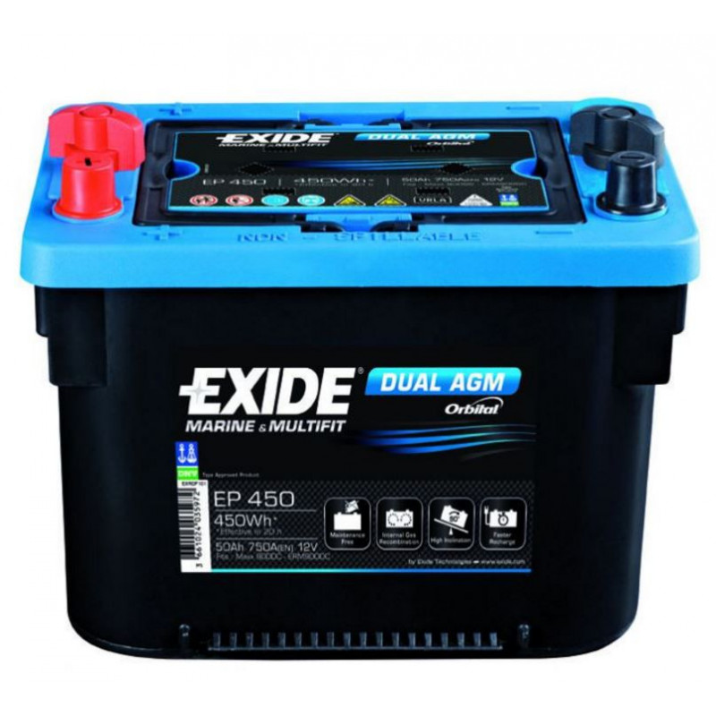 BATTERIE EXIDE DUAL MARINE DECHARGE LENTE 12V