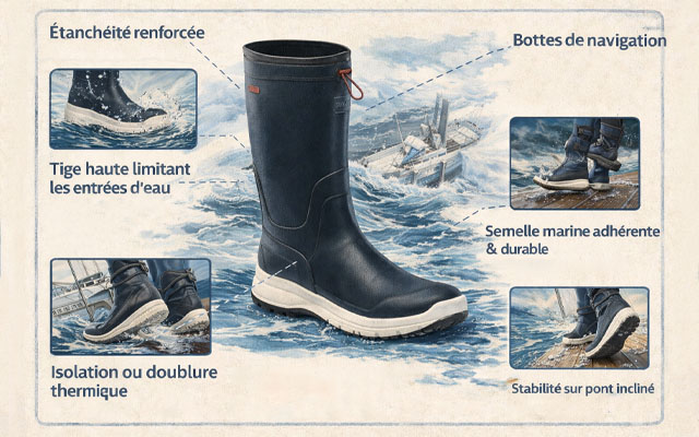 bottes nautiques antidérapantes